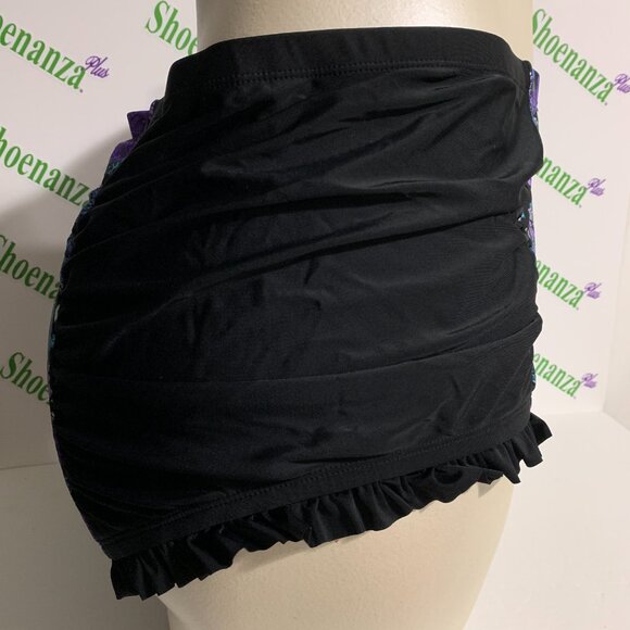 Hot Topic Swimsuit Swim Bottom High Waist Brief Skull Floral Ruffle Black Plus 3 - Picture 2 of 5